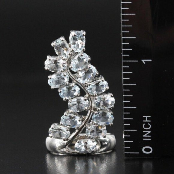 Size 7.75 Sterling Silver 925 Aquamarine Statement Ring ~7.7 grams - Picture 5 of 7